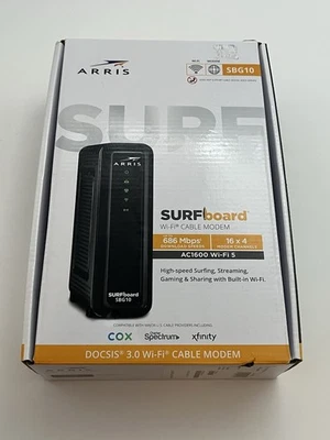 ARRIS SURFboard SBG10 DOCSIS 3.0 Cable Modem AC1600 Dual Band Wi-Fi Router - NEW - Image 1 of 4