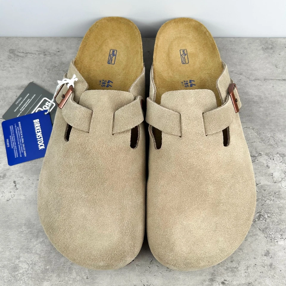Nuevo-Birkenstock Boston Gamuza Cuero Suave Plantilla Taupe Hombres/Mujeres Zueco Zapatos Foto 1 de 4