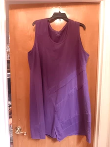 Neon Buddha Dress Casual Sleeveless Grape Purple Tiered Knee Cotton Stretch - Picture 1 of 18