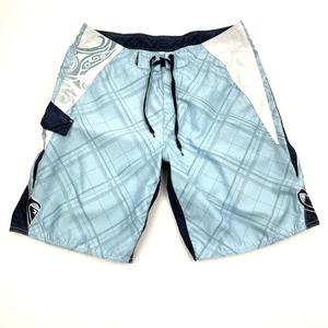 Pantalones Cortos De Colección Quicksilver Para Hombres 38 Azul Bloque de Color Cuadros Natación Surf Y2K  - Imagen 1 de 12