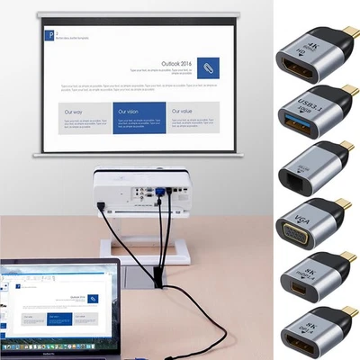 TYP C auf HDMI-BUCHSE / VGA / MINI DP / RJ45 / DP-DISPLAYPORT RJ45 ETHERNET USBC - Bild 1 von 4