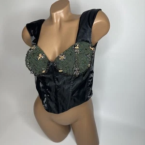 Rare Karen Millen Hand Beaded Corset Top Satin Bustier Y2K Fairy Mermaid US 6 - Picture 1 of 9
