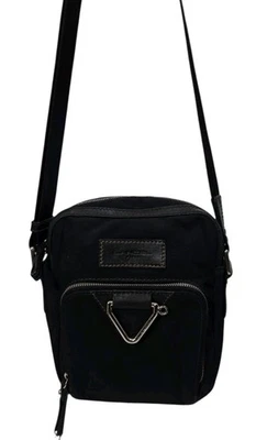 Bolsa de ombro Lancel Paris 1876 tiracolo preta de náilon e couro com acabamento - Imagem 1 de 4