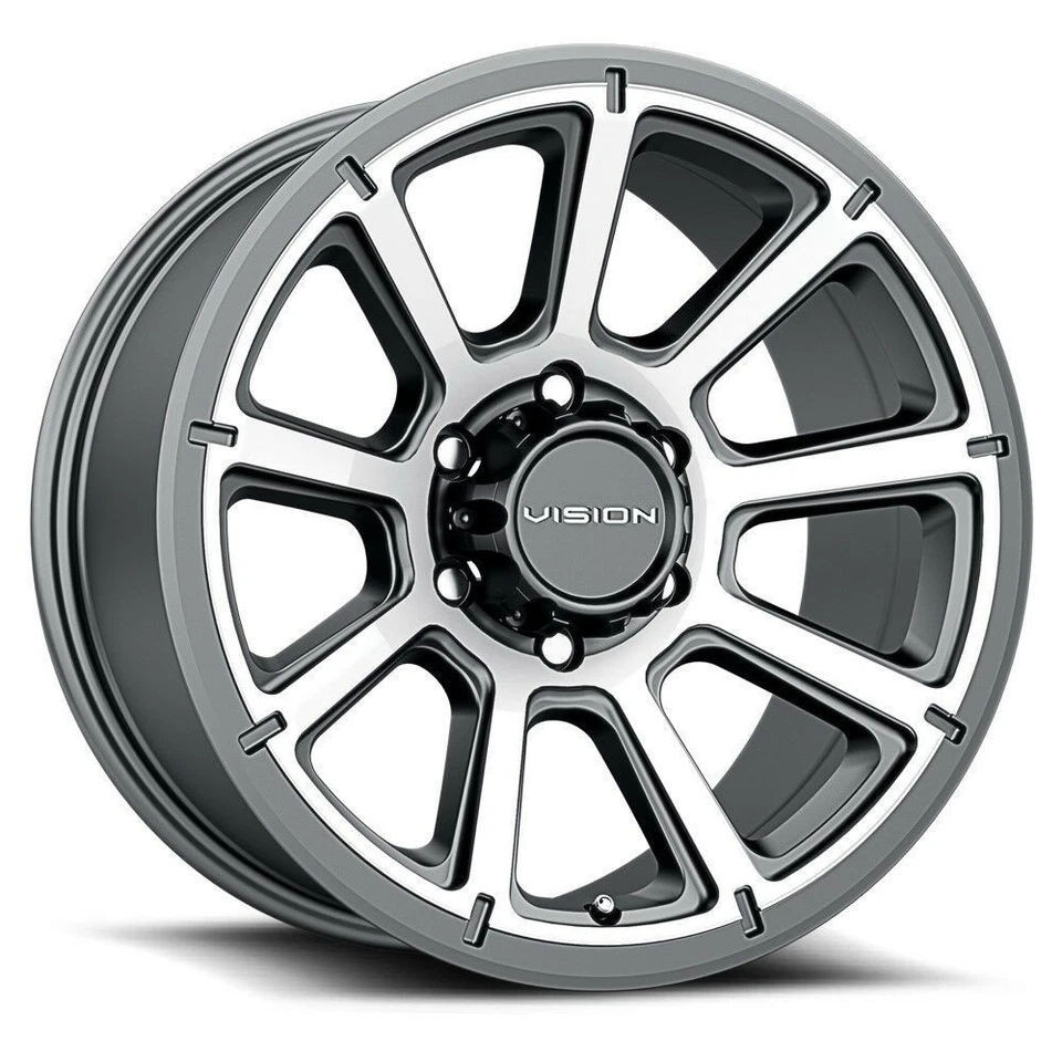 16" Vision Off-Road 353 Turbine Gunmetal Machined Face Wheel 16x8 6x5.5 Rim 0mm - Imagem 1 de 4