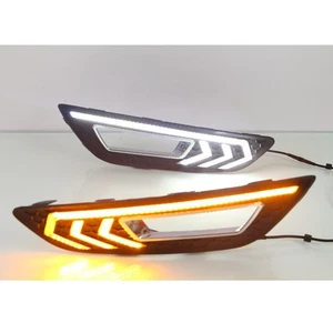 DRL For Ford Focus 2015 2016 LED Daytime Driving Running Light Fog Lamp W/ Turn - Picture 1 of 6