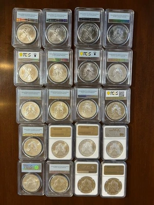 20 American Silver Eagles 1987-2022, 18 MS69 y 2 MS68 con certificación PCGS y NGC Foto 1 de 4