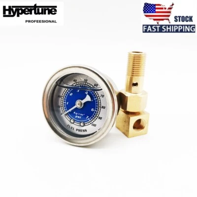 Fuel Pressure Gauge Meter Liquid Filled 0-100PSI For VMS Honda Acura Mitsubishi - Image 1 of 4