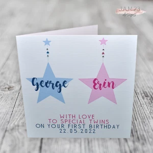Personalised Twins Twin Birthday Card 1st 2nd 3rd 4th 5th 6th 7th 8th - Picture 1 of 9