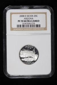 2008-S 25c Silver Proof Arizona AZ State Quarter NGC PF 70 Ultra Cameo PR - Picture 1 of 4