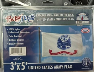 UNITED STATES ARMY 3' x 5' FLAG by BETSY FLAGS (USA) 100% NYLON (NEW) - Picture 1 of 3