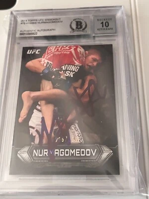 2014 topps UFC Knockout #79 Khabib Nurmagomedov Autograph BECKETT CERT  10/GEM - Image 1 of 3