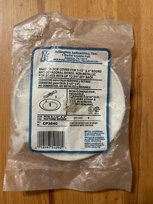 Placa de cubierta de caja de techo en blanco pintable redonda para cajas de 3-1/2 y 4" CP3540 Foto 1 de 2