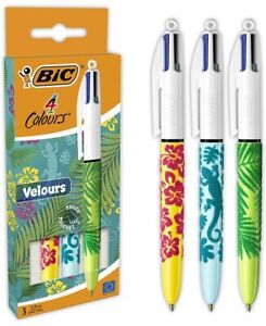 Penna Multicolor Bic Velours Velluto 4 colori con grafica touch 3D