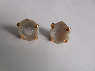 Pendiente de piedras preciosas druzy natural cueva druzy joyería piedra geoda azúcar Foto 1 de 4