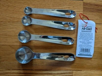 All-Clad 4pc Set Measuring Spoons Stainless Steel Standard 1 Tbsp 1,1/2, 1/4 Tsp - Image 1 of 4