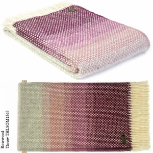 Tweedmill Textiles BRITÁNICO 100% Lana Sofá Cama Manta SOMBRA SOMBREADO PALO DE ROSA - Imagen 1 de 16