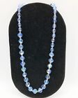 Vintage Costume Jewelry 1950s Blue Glass Beaded Necklace Crystal Bead Necklace