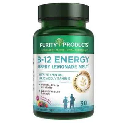 Purity Products B-12 Energy - 30 comprimidos dissolventes (limonada de amora) - Imagem 1 de 2