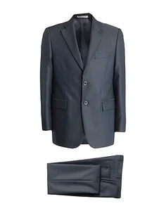 Mens Angelo Nardelli Steel Grey Stripe Cotton Suit 46L 40W Made In Italy NEW - Picture 1 of 12