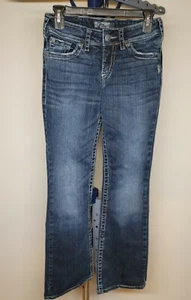Silver Suki Surplus Dark Blue Jeans Thick Stitch Women's Size W26 L30 - Picture 1 of 9