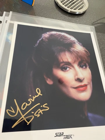 Marina Sirtis "Troi Star Trek TNG Hand Signed Autograph Color 8x10 Photo Cover
