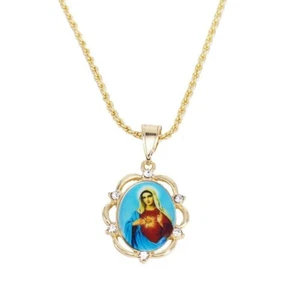 18k Layered Real Gold Filled Set Chain & Virgin Mary Charm 20 inches - Picture 1 of 6