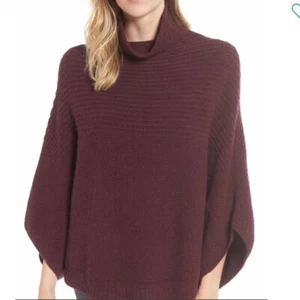 Caslon Damen Poncho Rippstrick Damen Rollkragen Pullover weinrot/rot Gr. XS - Bild 1 von 10