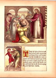 Engraving Illustration Artwork Jesus Lord Loosed him Forgave Debts 1891 Bible - Imagen 1 de 1