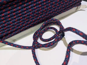 FULL CARD 25 metres dark blue/red polyester cord braid trim 7mm wide - Picture 1 of 3