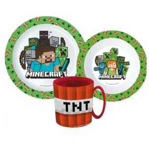 Minecraft Kinder Geschirr-Set 3 teilig Becher Teller Schüssel Alex Creeper Steve - Bild 1 von 1
