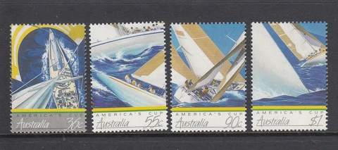 AUSTRALIA 1987 AMERICA'S CUP DEFENCE Design Set of 4 Stamps  MNH Price  $3.50 Cover