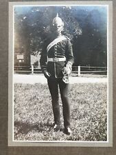 Early 20th c. Cabinet Card Photo Household Cavalry Soldier In Helmet 25x20cm