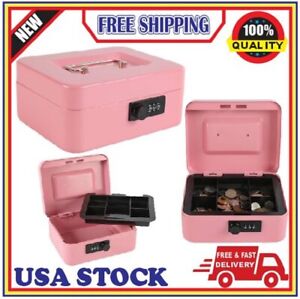 Steel-Cash Box Safe with Combination Lock Money Safe Box with Medium Pink-USA