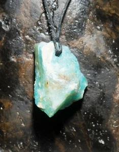 Peruvian Blue Opal rough Pendant • Beautiful Sky Blue Rough Opal pendant - Picture 1 of 10