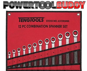 Teng Tools 6512RSMM 12pc Metric Combination Ratchet Spanner Set 8mm-19mm BAY12 - Picture 1 of 3