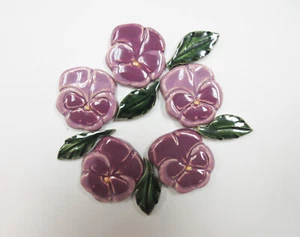 PANSY Mosaic Tiles Handmade Ceramic Tiles Craft Tiles Violet Tones Glazed 10 pcs - Picture 1 of 5