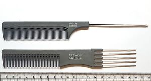 2 X Hairdressers Salon Barbers Metal Pin Tail, 5 Prong Pin Comb Trevor Sorbie UK