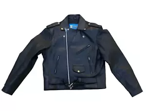 VTG XELEMENT USA LEATHER Motorcycle Jacket Men's 44 Biker Black Leather Advanced - Picture 1 of 18