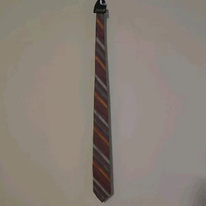 Calvin Klein Mens Tie Striped Bronze & Silver - Picture 1 of 5