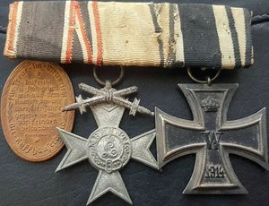 ✚10403✚ German WW1 mounted medal group Iron Cross Bavarian Merit Cross medal - Picture 1 of 12