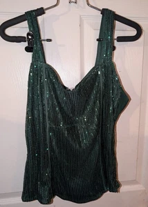 Camiseta sin mangas GRACE KARIN camisola de lentejuelas verdes para mujer talla XL NUEVA CON ETIQUETAS - Imagen 1 de 11