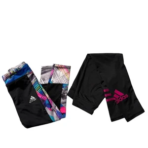Adidas Leggings Athletic Activewear Geometric Print Black Size 4T - Picture 1 of 11