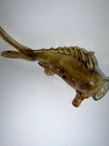 Vintage Empoli mundgeblasen Bernstein Crackle Glas Fisch MCM  - Bild 1 von 7