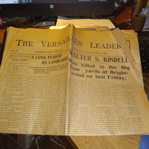 Versailes Ohio Leader giornale 1906 Darke County Ohio - Foto 1 di 9