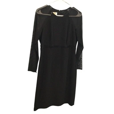 Talbots Women Sheer Long Sleeve Dress Black Size Petite 6 Corporate Goth Classic - Image 1 of 4