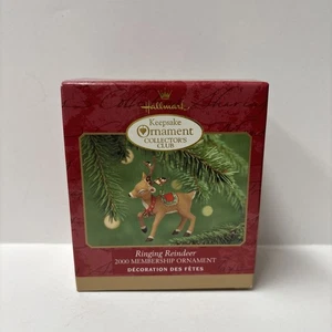 2000 Collectors Club Hallmark Christmas Ringing Reindeer Ornament - Picture 1 of 6