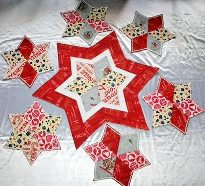 ❤️Handmade Patchwork Wendetischwäsche Decke &Deckchen 7 Tlg  Weihnachten Advent - Bild 1 von 4
