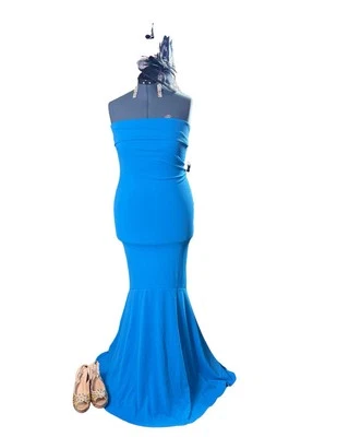 Kelly Mermaid Maxi Tube Sleeveless Prom, Wedding Guest Dress, Lace Bck - Blue XL - Изображение 1 из 4