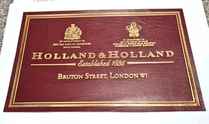 HOLLAND & HOLLAND Escopeta/Rifle Motor Pistola Estuche Cuero Etiqueta Comercial - Imagen 1 de 3