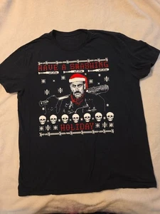 Walking Dead Santa Negan Have A Smashing Holiday Christmas Bat X-Large T-Shirt - Picture 1 of 10